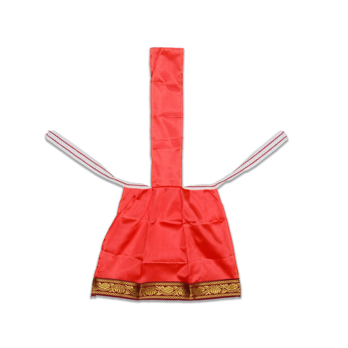 Devi Dress With Thavani - 9 X 11 Inches | Satin Amman Pavadai/ Jari Border Design Mata Rani Poshak For Deity