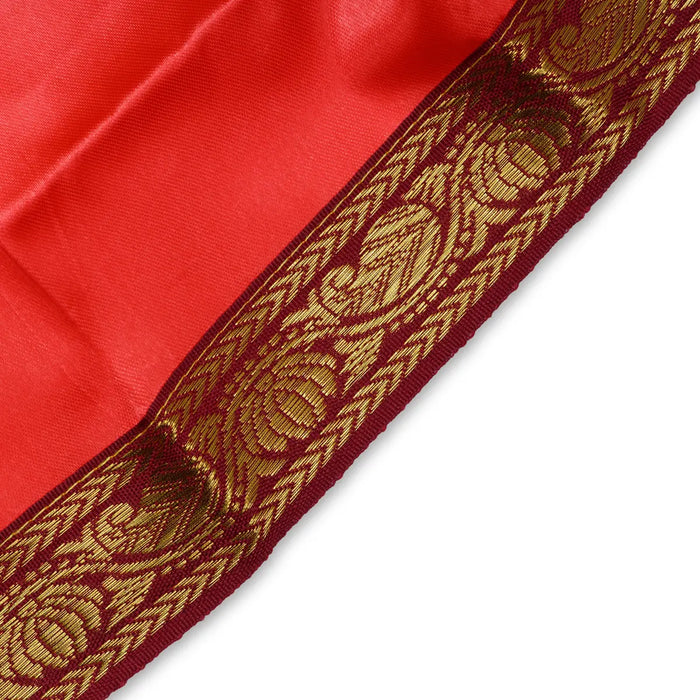 Devi Dress With Thavani - 9 X 11 Inches | Satin Amman Pavadai/ Jari Border Design Mata Rani Poshak For Deity