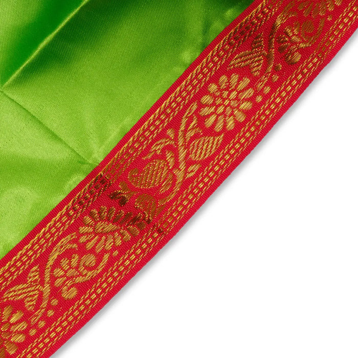 Devi Dress With Thavani - 9 X 11 Inches | Satin Amman Pavadai/ Jari Border Design Mata Rani Poshak For Deity