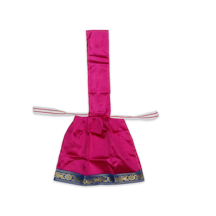 Devi Dress With Thavani - 9 X 11 Inches | Satin Amman Pavadai/ Jari Border Design Mata Rani Poshak For Deity