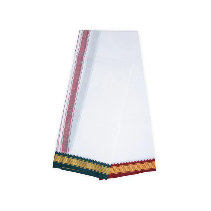 Veshti - 2 Mtrs | 7 Kan Diamond Border Design Vesti/ White Colour Dhoti for Men