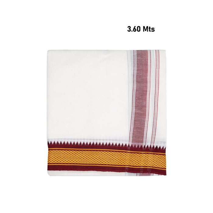 Veshti - 3.60 Mtr | Half White Colour Vesti/ 7 Kan Diamond Design Border Dhoti for Men