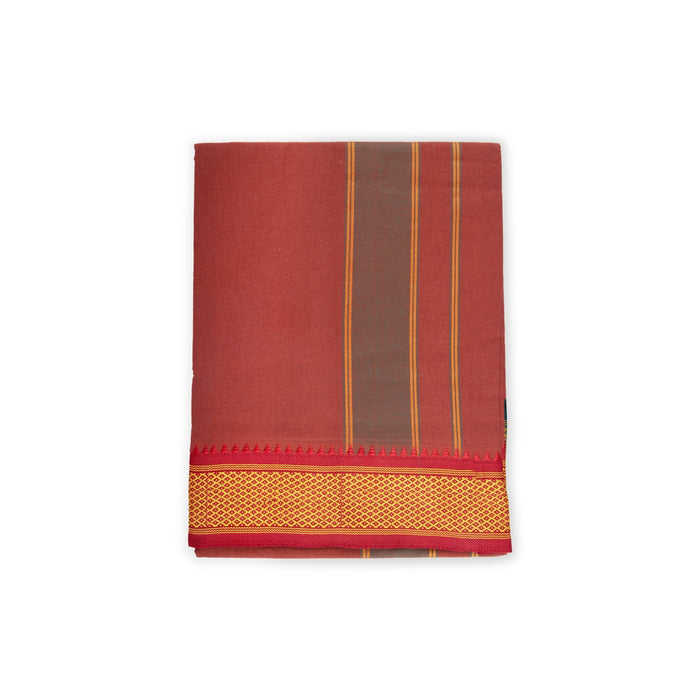 Cotton Veshti - 2 Mtrs | Dark Kavi Dhoti / Padayappa Border Vesti / Traditonal Mundu
