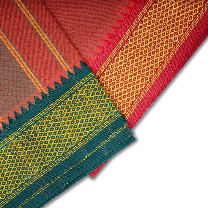 Cotton Veshti - 2 Mtrs | Dark Kavi Dhoti / Padayappa Border Vesti / Traditonal Mundu