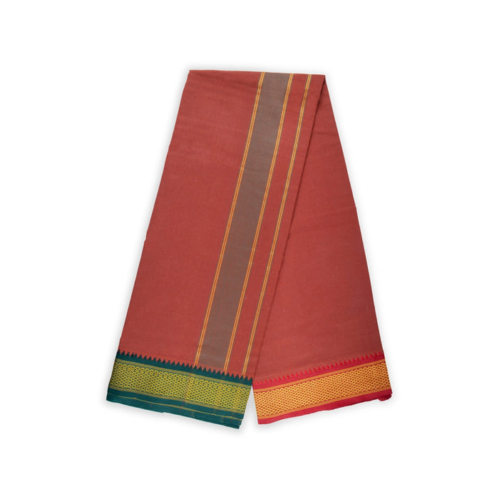 Cotton Veshti - 2 Mtrs | Dark Kavi Dhoti / Padayappa Border Vesti / Traditonal Mundu