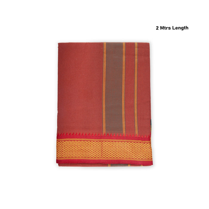 Cotton Veshti - 2 Mtrs | Dark Kavi Dhoti / Padayappa Border Vesti / Traditonal Mundu