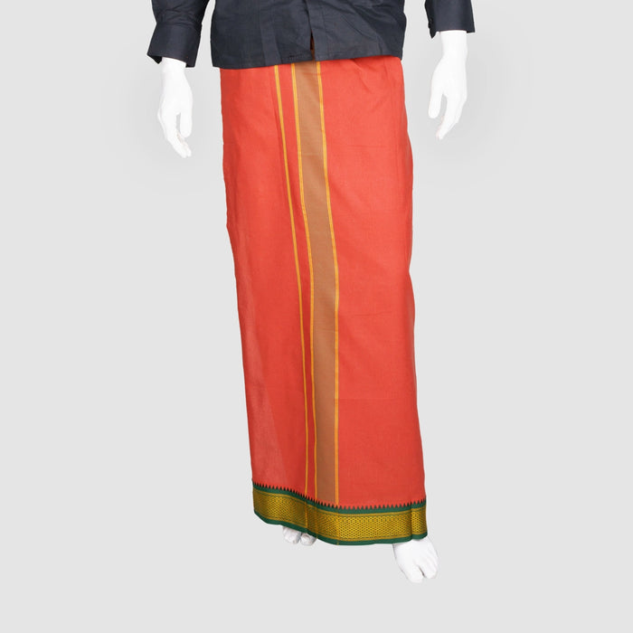 Cotton Veshti - 2 Mtrs | Dark Kavi Dhoti / Padayappa Border Vesti / Traditonal Mundu