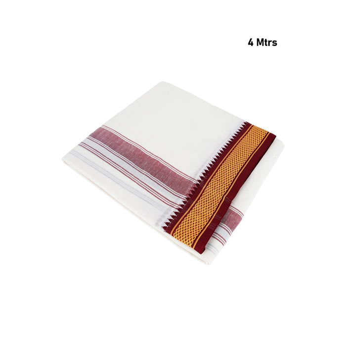 Veshti - 4 Mtr | Thalapathi 7 Kann Border Dhoti / Half White Vesti / Traditional Mundu