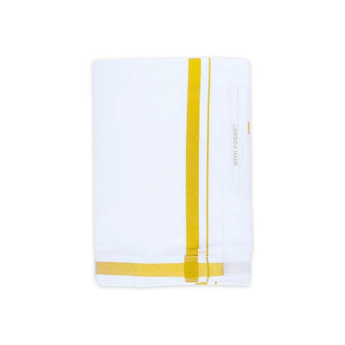 Veshti - 2 Mtrs | 50k Jari Border & Cotton Vesti Dhoti/ Velcro White Vesti for Men