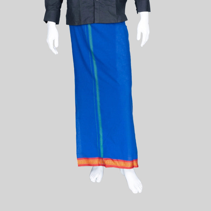 Veshti - 2 Mtrs | Ayyappa Thalapathi Border Vesti/ Blue Colour Dhoti for Men