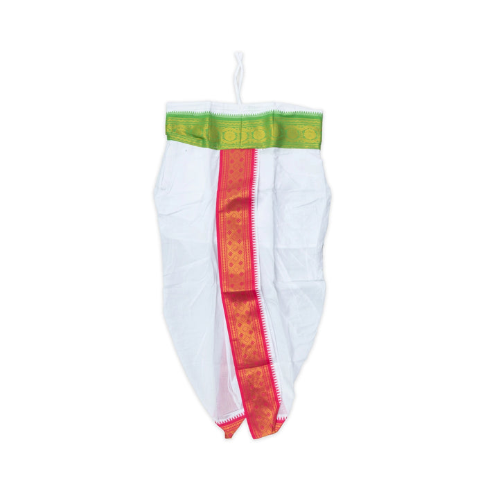 Readymade Panchakacham - 4 Inches | Cotton Jacquard Dhoti/ Jari Border White Panchakajam