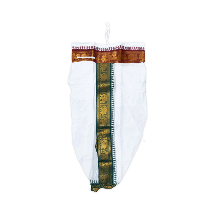 Readymade Panchakacham - 4 Inches | Cotton Jacquard Dhoti/ Jari Border White Panchakajam