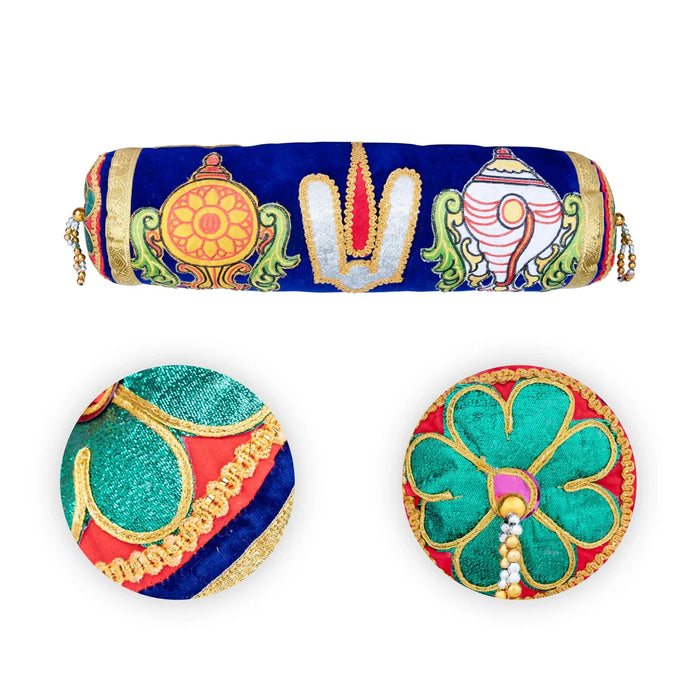 Velvet Thindu - 18 Inches | Namam Shank Chakram Design Cylinder Dindu for Deity