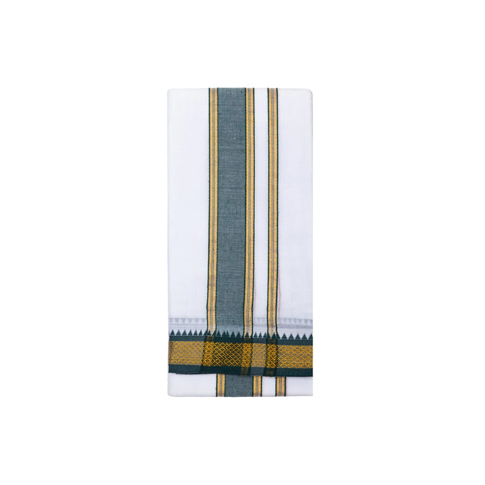 Angavastram - 1.8 Mtrs | 7 Kan Mayilkan Border Towel / White Colour Thundu / Gamcha / Kasavu Shawl