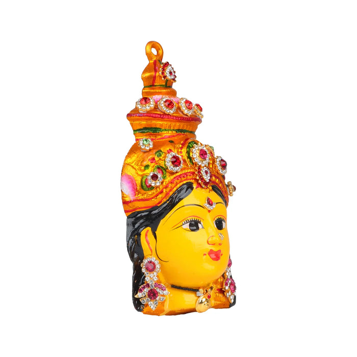 Lakshmi Face - 8 x 4 Inches | Zinc Ammavari Face/ Yellow Vara Lakshmi Face for Deity