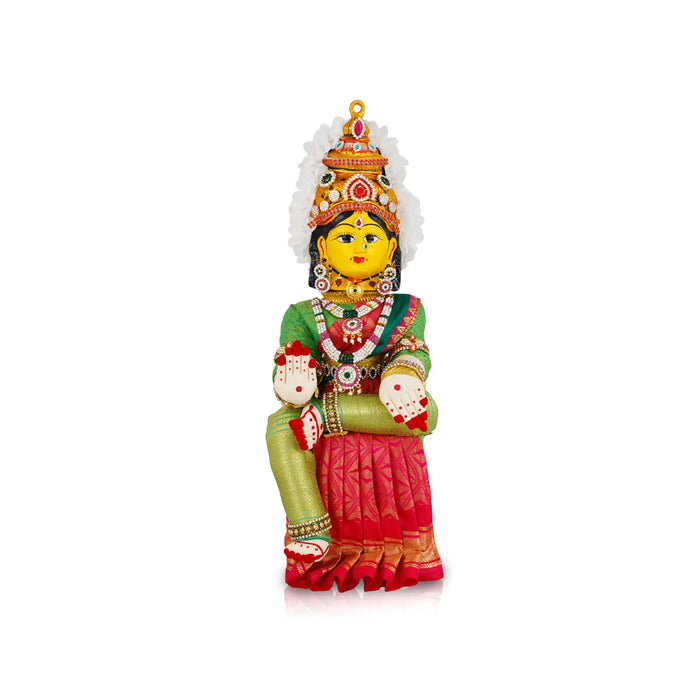 Varalakshmi Amman Set - Full Alankaram - Green W Pink - 11 Inch