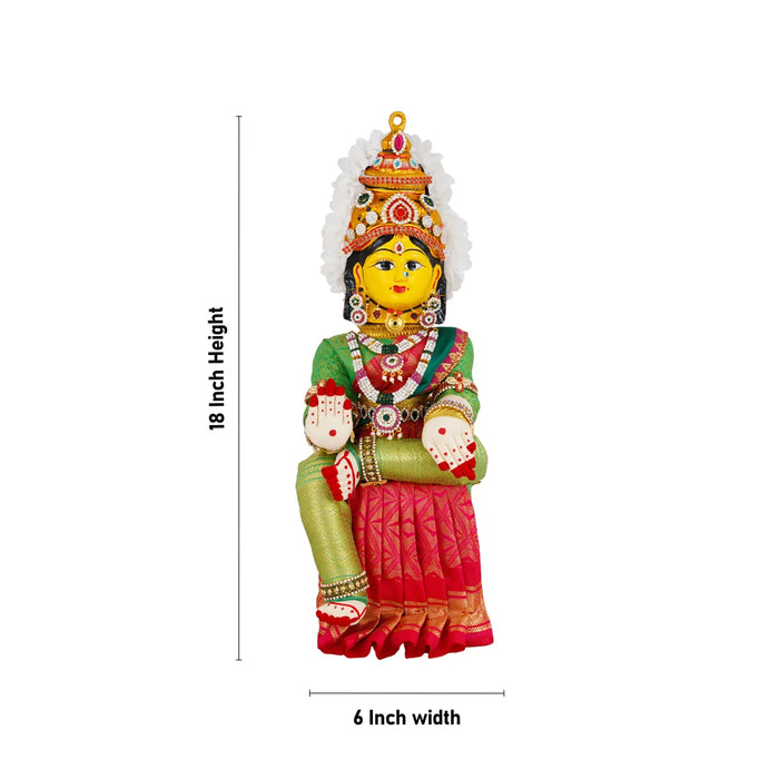 Varalakshmi Amman Set - Full Alankaram - Green W Pink - 11 Inch