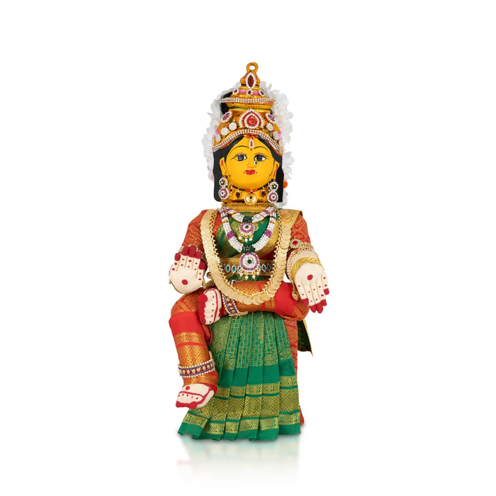 Varalakshmi Amman Set - Full Alankaram - Green w Red - 11 Inch