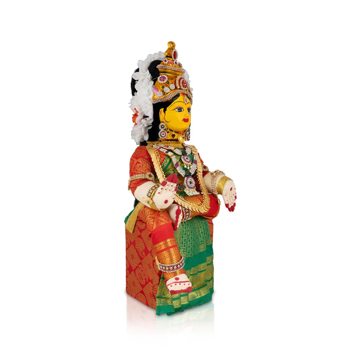Varalakshmi Amman Set - Full Alankaram - Green w Red - 11 Inch