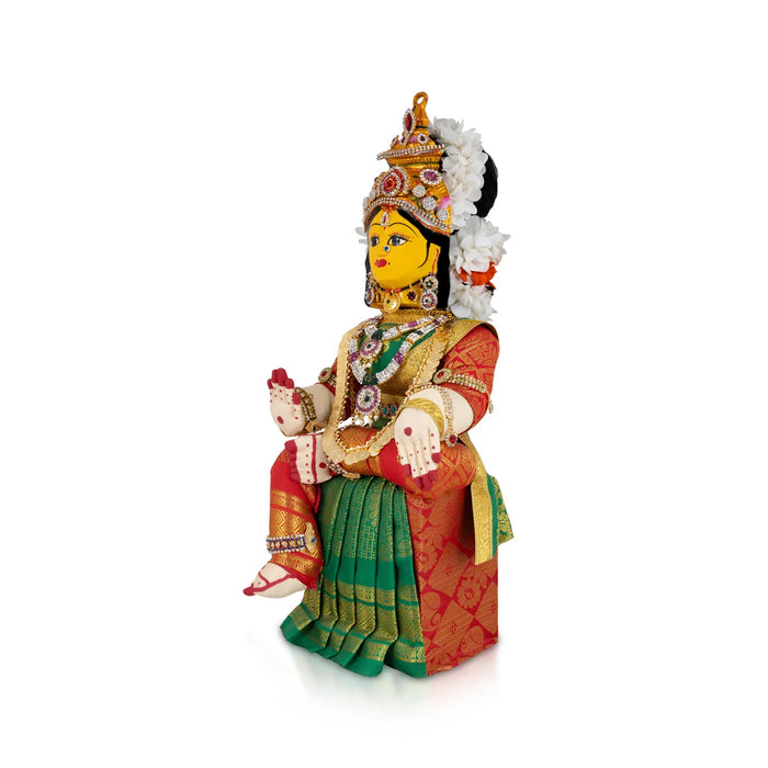 Varalakshmi Amman Set - Full Alankaram - Green w Red - 11 Inch