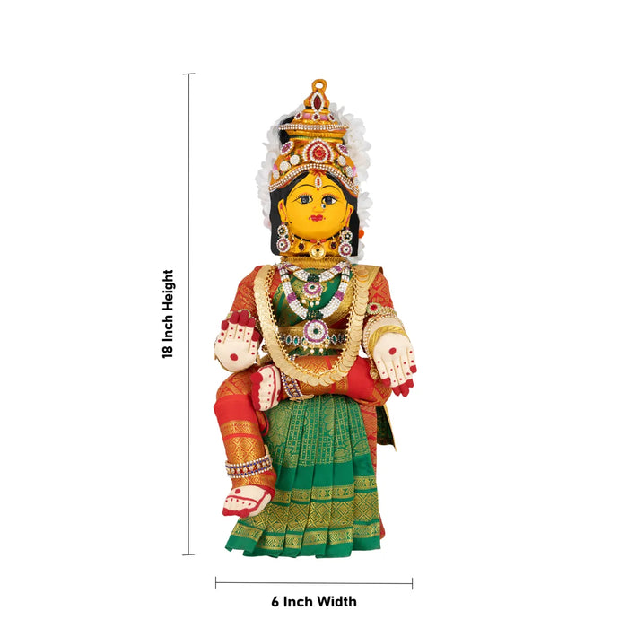 Varalakshmi Amman Set - Full Alankaram - Green w Red - 11 Inch