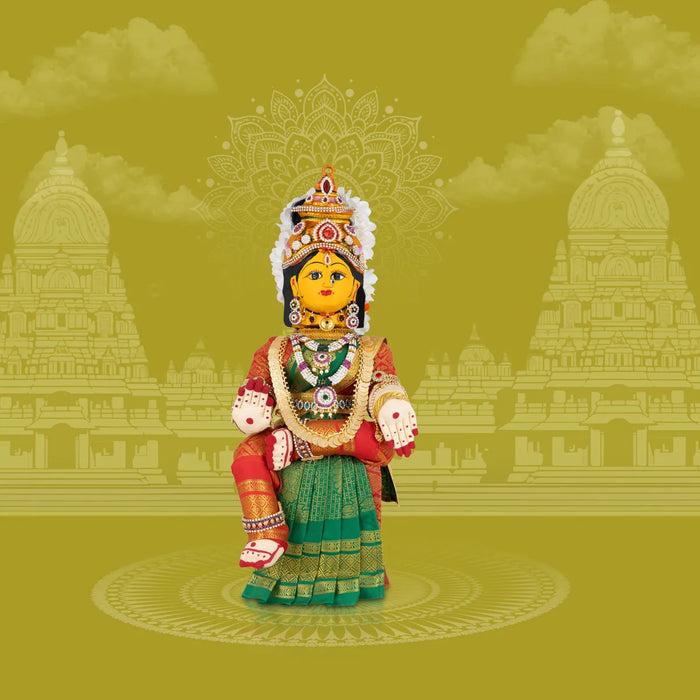 Varalakshmi Amman Set - Full Alankaram - Green w Red - 11 Inch