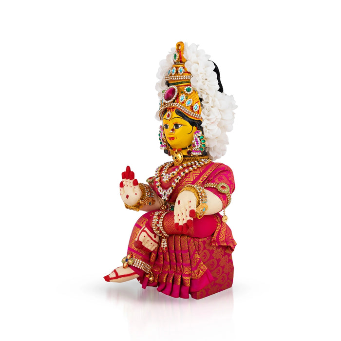 Decorated Varalakshmi Stand With Face- 14 X 5 Inches | Varalakshmi Decor/Pink Colour Ammavari Vigraham For Pooja