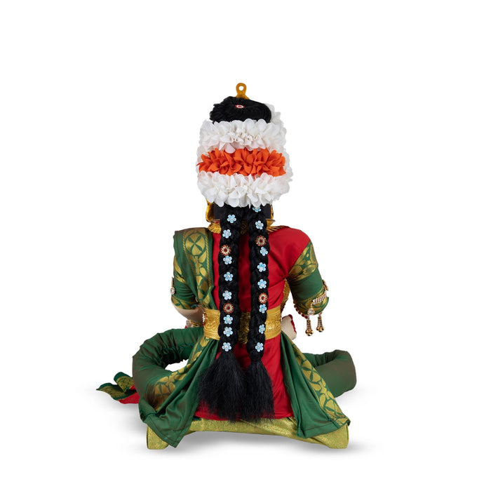 Decorated Varalakshmi Stand With Face- 20 X 10 Inches | Varalakshmi Decor/Red & Green Ammavari Vigraham For Pooja
