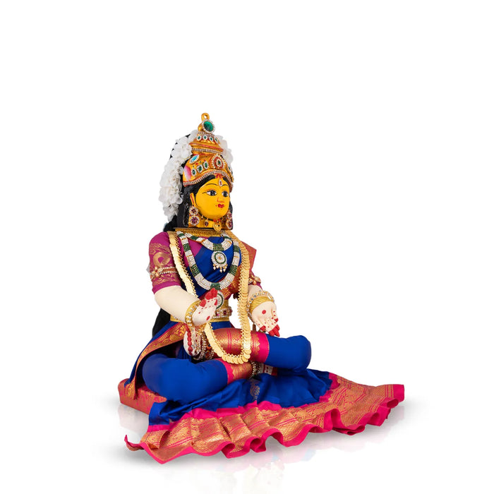 Varalakshmi Amman Set With Manai - Full Alankaram -Blue W Pink - 11 Inch