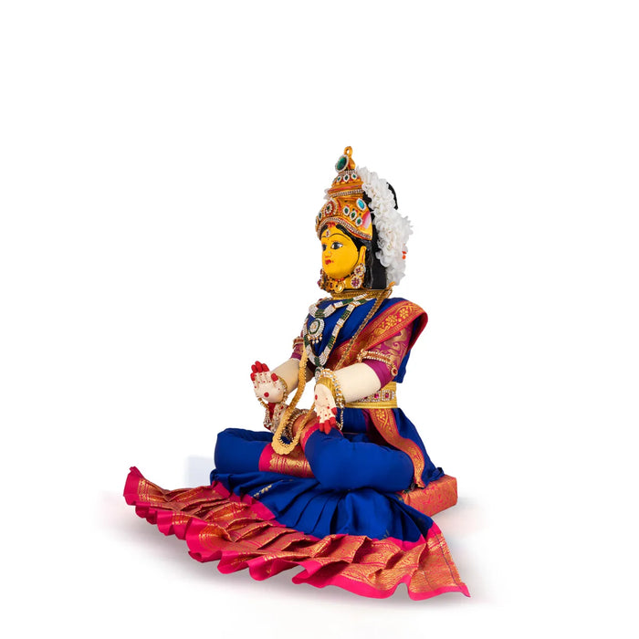 Varalakshmi Amman Set With Manai - Full Alankaram -Blue W Pink - 11 Inch