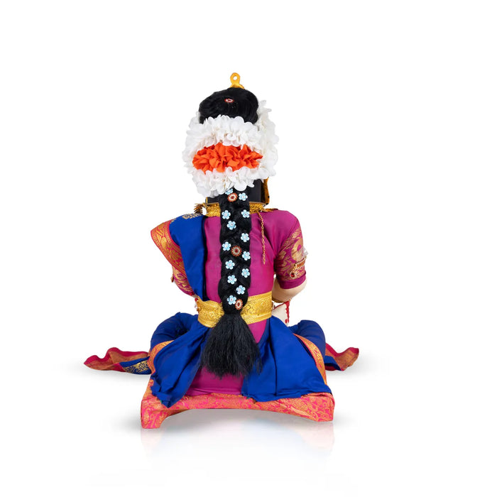 Varalakshmi Amman Set With Manai - Full Alankaram -Blue W Pink - 11 Inch