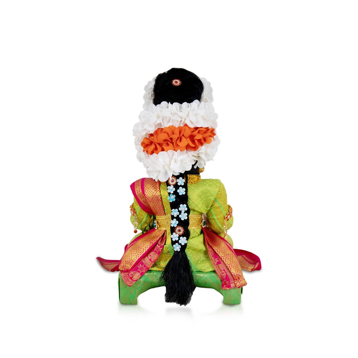 Decorated Varalakshmi Stand With Face- 20 X 10 Inches | Varalakshmi Decor/ Green&Pink Ammavari Vigraham For Pooja