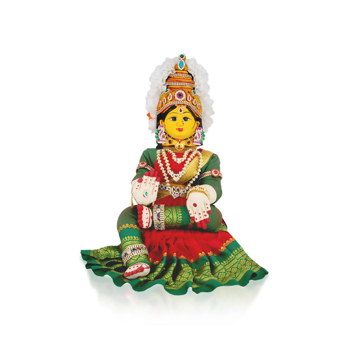 Varalakshmi Amman Set With Manai - Full Alankaram - Red W Green - 7 Inch