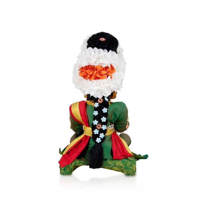 Varalakshmi Amman Set With Manai - Full Alankaram - Red W Green - 7 Inch