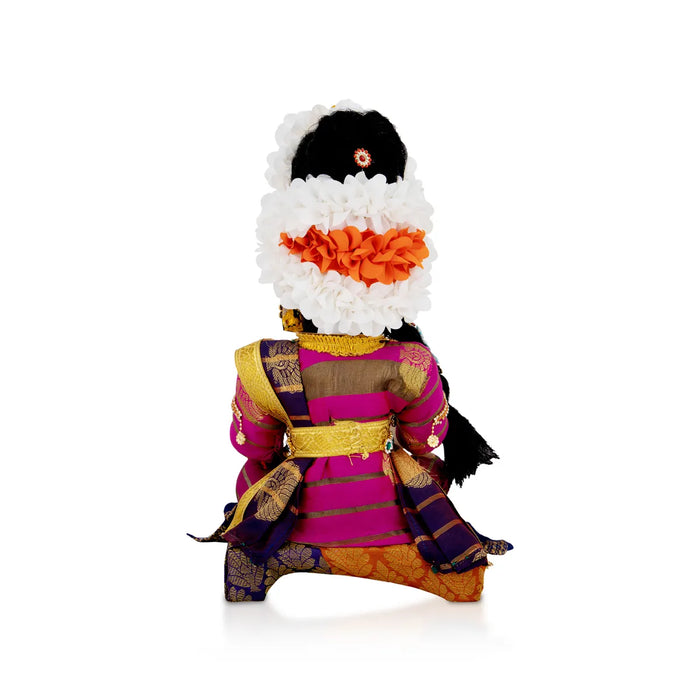 Varalakshmi Amman Set With Manai - Full Alankaram - Blue W Pink - 7 Inch