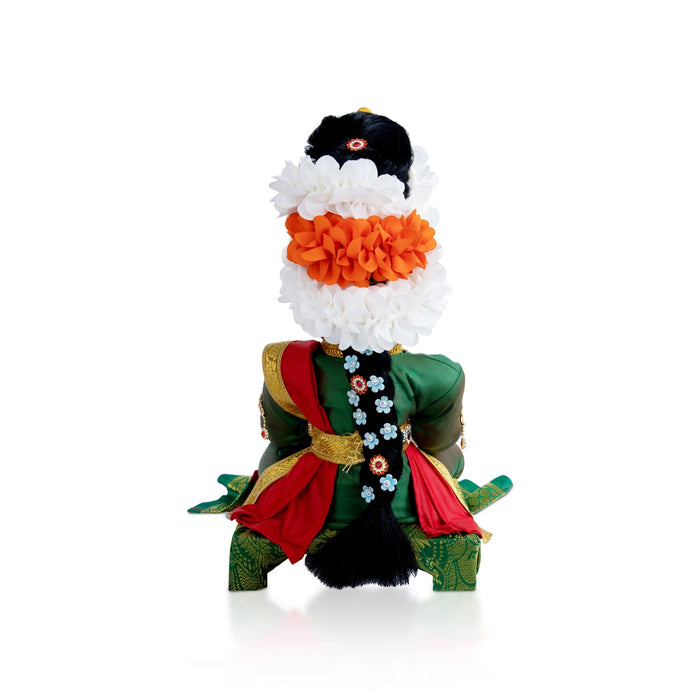 Decorated Varalakshmi Stand With Face- 20 X 10 Inches | Varalakshmi Decor/ Green&Red Ammavari Vigraham For Pooja