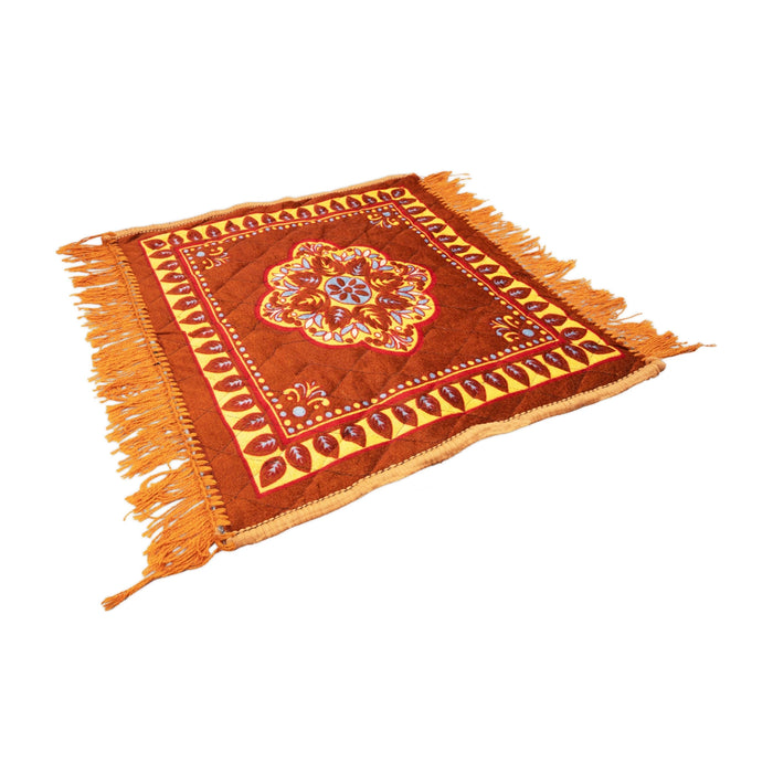Pooja Aasan Mat - 18.5 x 18.5 Inches | Velvet Pooja Mat/ Asan Mat for Meditation