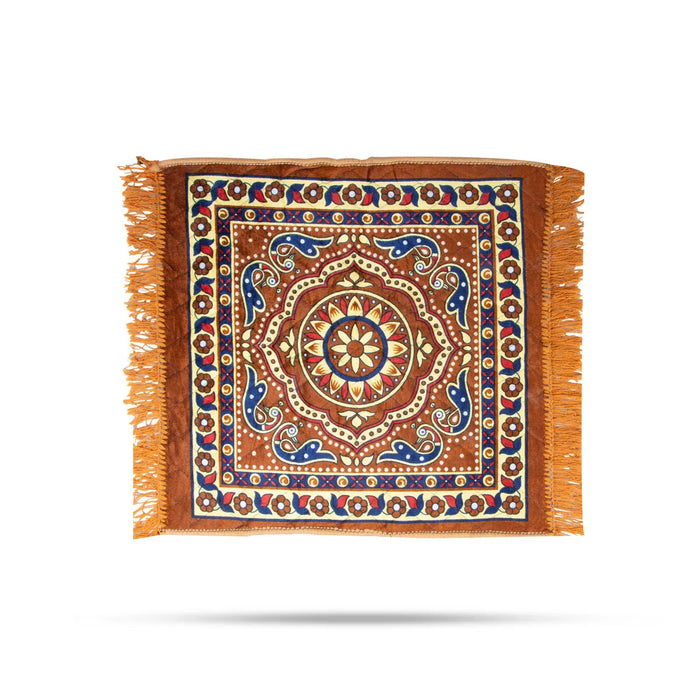 Yoga Mat - 25 x 25 Inches | Pooja Mat/ Velvet Aasan Mat for Meditation