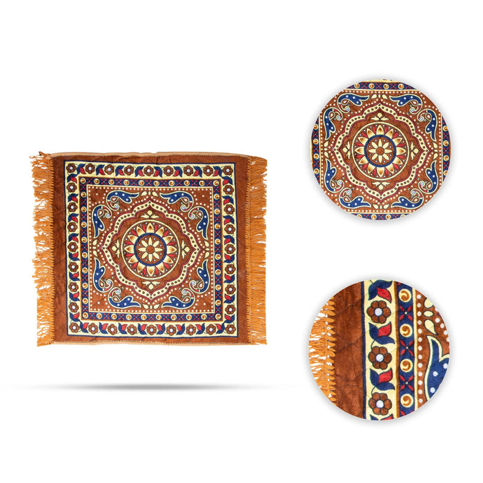 Yoga Mat - 25 x 25 Inches | Pooja Mat/ Velvet Aasan Mat for Meditation