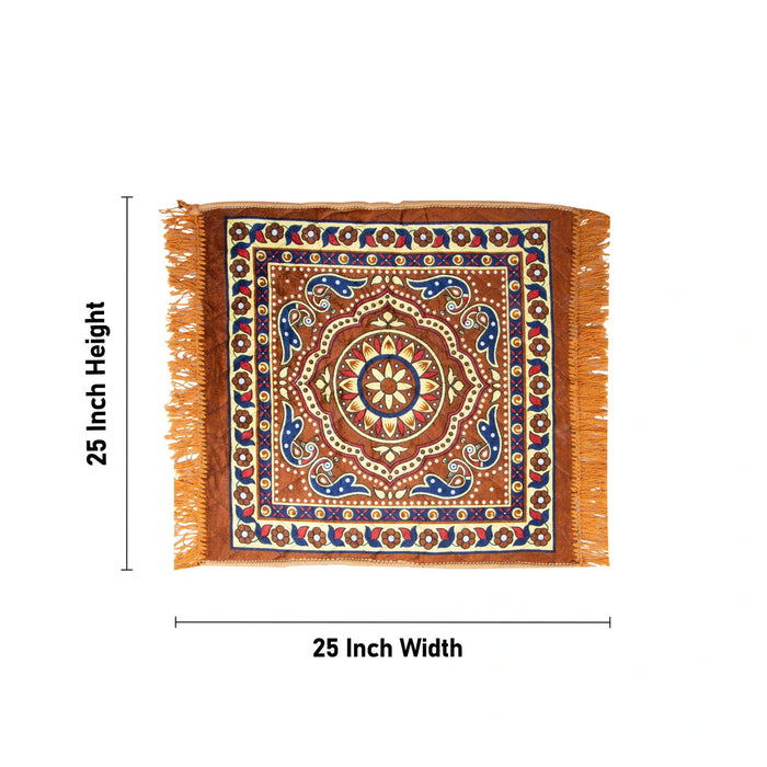 Yoga Mat - 25 x 25 Inches | Pooja Mat/ Velvet Aasan Mat for Meditation
