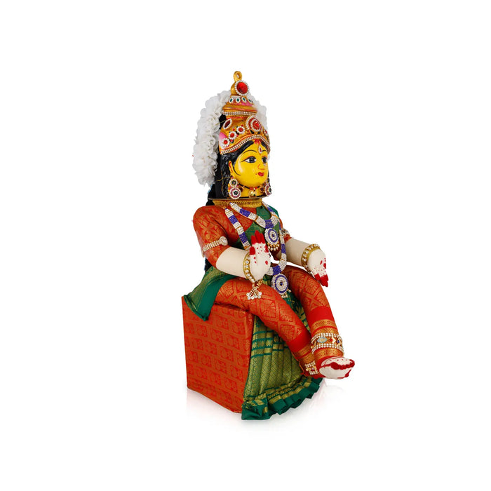 Varalakshmi Amman Set - Full Alankaram - Green W Red - 13 Inch