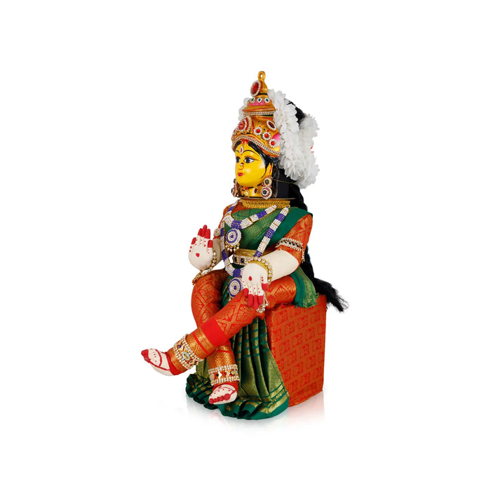 Varalakshmi Amman Set - Full Alankaram - Green W Red - 13 Inch