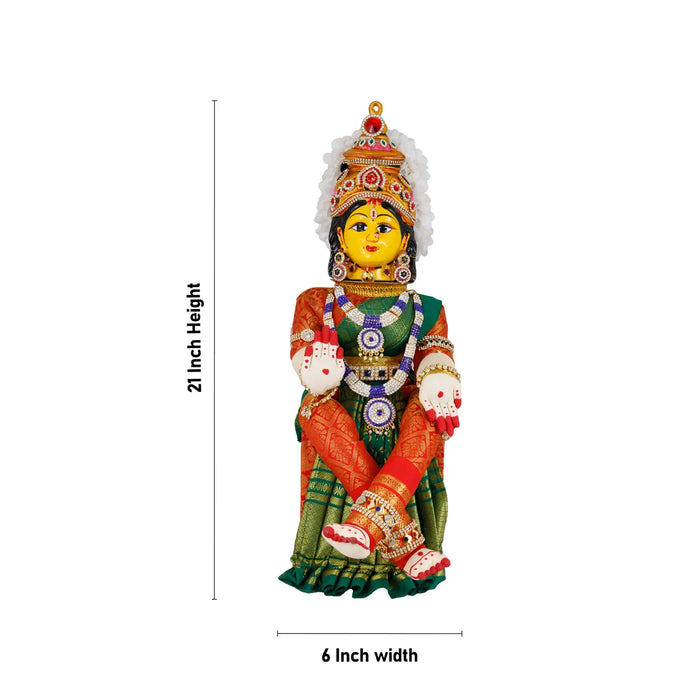 Varalakshmi Amman Set - Full Alankaram - Green W Red - 13 Inch
