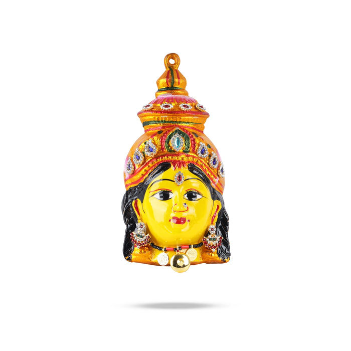 Ammavari Face - 8 x 4 Inches | Laxmi Devi Face/ Vara Lakshmi Face/ Varalakshmi Amma Face for Deity