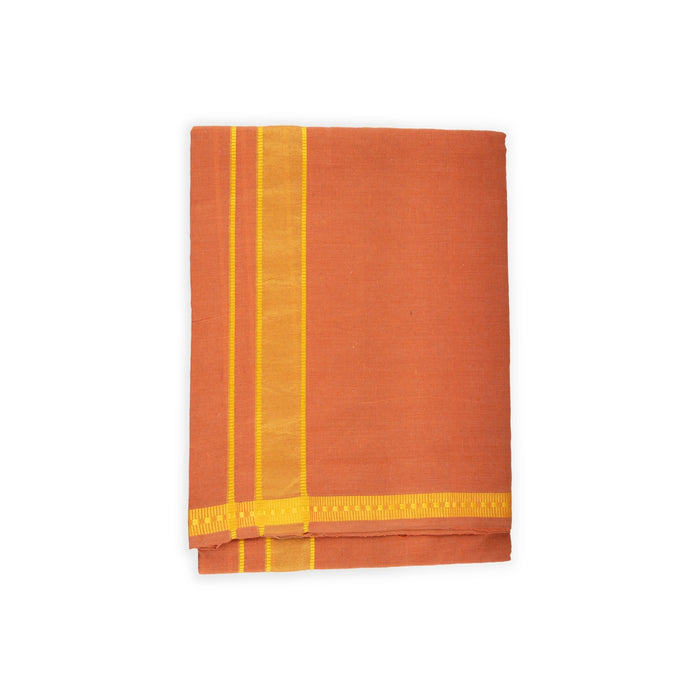 Veshti - 2 Mtr | Bentex Design Border Dhoti/ Kavi Colour Vesti / Cotton Mundu
