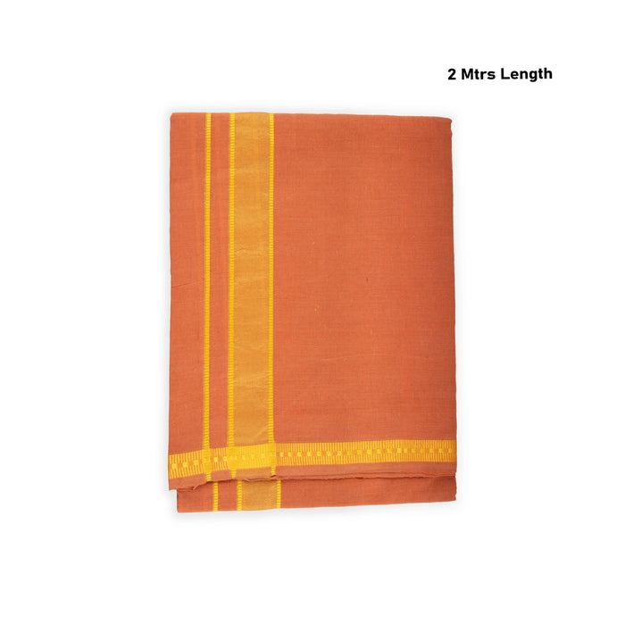 Veshti - 2 Mtr | Bentex Design Border Dhoti/ Kavi Colour Vesti / Cotton Mundu