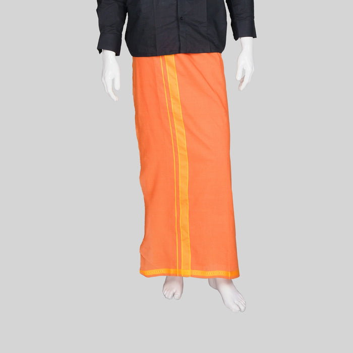 Veshti - 2 Mtr | Bentex Design Border Dhoti/ Kavi Colour Vesti / Cotton Mundu