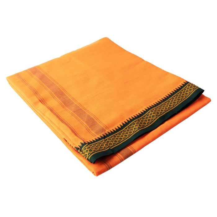 Veshti - 2 Mtrs - Orange | Thalapathi Border Design Vesti/ Dhoti for Men/ Assorted Colour