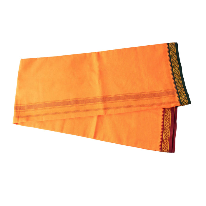 Veshti - 2 Mtrs - Orange | Thalapathi Border Design Vesti/ Dhoti for Men/ Assorted Colour