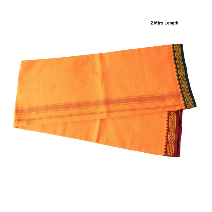 Veshti - 2 Mtrs - Orange | Thalapathi Border Design Vesti/ Dhoti for Men/ Assorted Colour